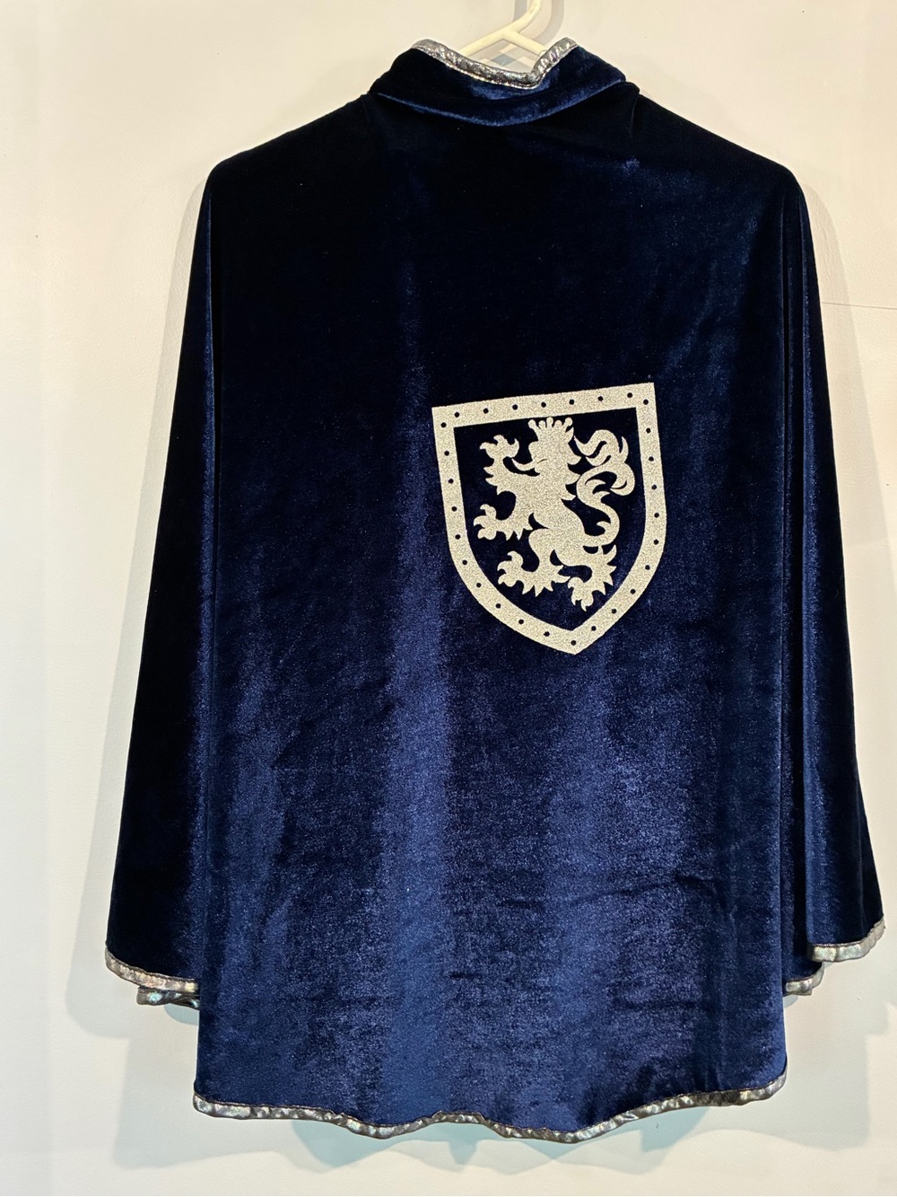 Velvet Heraldic Lion Cape - Navy Blue Kids Costume